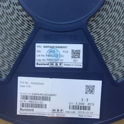 سلف قدرت SWPA4018S680MT 68 میکروهانری با تلرانس 20%، سایز 4018، جریان اشباع 1.24 آمپر، جریان افزایش دما 1.15 آمپر، ساختار محافظ‌دار، محدوده دمایی 40- تا 125 درجه سانتیگراد، مطابق با RoHS، بسته‌بندی نواری و قرقره‌ای