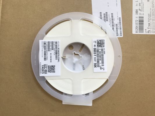 RC0603FR-0756KL 56kΩ مقاومت فیلم نازک 0603 بسته بندی ± 1% تحمل ± 100ppm / ° C TCR 0.1W رتبه بندی بدون هالوجن سازگار با RoHS ایده آل برای تقسیم ولتاژ و مدار های تهویه سیگنال