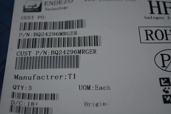 BQ24296MRGER 2A شارژر لیتیوم یون تک سلولی با 3.9V-6.2V ورودی کنترل حرارتی I2C 20V OVP و بسته 3mm × 3mm QFN