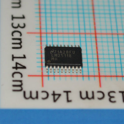 کنترل‌کننده باک LM25118MHX/NOPB ورودی 4.5 ولت-42 ولت، سوئیچ‌های 75 ولت/5 آمپر، فرکانس 500 کیلوهرتز-1 مگاهرتز، همگام‌سازی فرکانس، یکسوسازی، UVLO قابل تنظیم، خاموش شدن حرارتی، 20 پین HTSSOP، محدوده دمایی وسیع