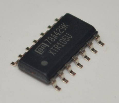 فرستنده حلقه جریان دقیق XTR105U 4-20mA با خطی‌سازی تحریک سنسور RTD، عملکرد 2 سیمه، رگولاتور 5 ولت، سازگاری 60 ولت، دقت 0.1٪ و منبع تغذیه گسترده 7.5-36 ولت در بسته SO-14