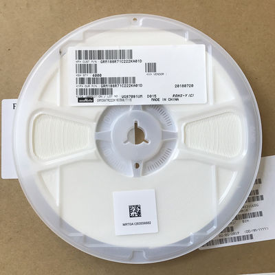 GRM188R71C222KA01D 2.2 نانوفاراد MLCC با ولتاژ 16 ولت، دی‌الکتریک X7R، اندازه 0603، تلرانس 10%، عملکرد پایدار در فرکانس بالا، ایده‌آل برای مدارهای فیلترینگ و تشدید