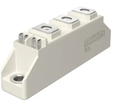 SKKT107B16E 1600V 107A ماژول دو تایریستور کم VF 1.35V 2.4kA افزایش ALN تماس های فشار پایه سرامیکی SEMIPACK1 جدا شده UL گواهی برای نرم کننده ها و درایورها