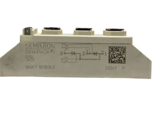 SKKT107B16E 1600V 107A ماژول دو تایریستور کم VF 1.35V 2.4kA افزایش ALN تماس های فشار پایه سرامیکی SEMIPACK1 جدا شده UL گواهی برای نرم کننده ها و درایورها