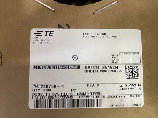 280756-4 4 پوزیشن 2.5 میلی متر گام کانکتور سیم به برد، سوکت crimp، قفل اصطکاکی، نصب پنل، UL 94V-0، پلاریزه، رتبه 4.5 آمپر برای توزیع برق و کنترل های صنعتی