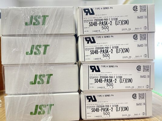 S04B-PASK-2 هدر 4 پین با گام 2.0 میلی‌متر، ورودی از بالا، قفل اصطکاکی، نایلون UL94V-0، 3 آمپر، 250 ولت، دمای کاری -25 درجه سانتی‌گراد تا +85 درجه سانتی‌گراد، نصب THT، سری JST PA برای لوازم خانگی